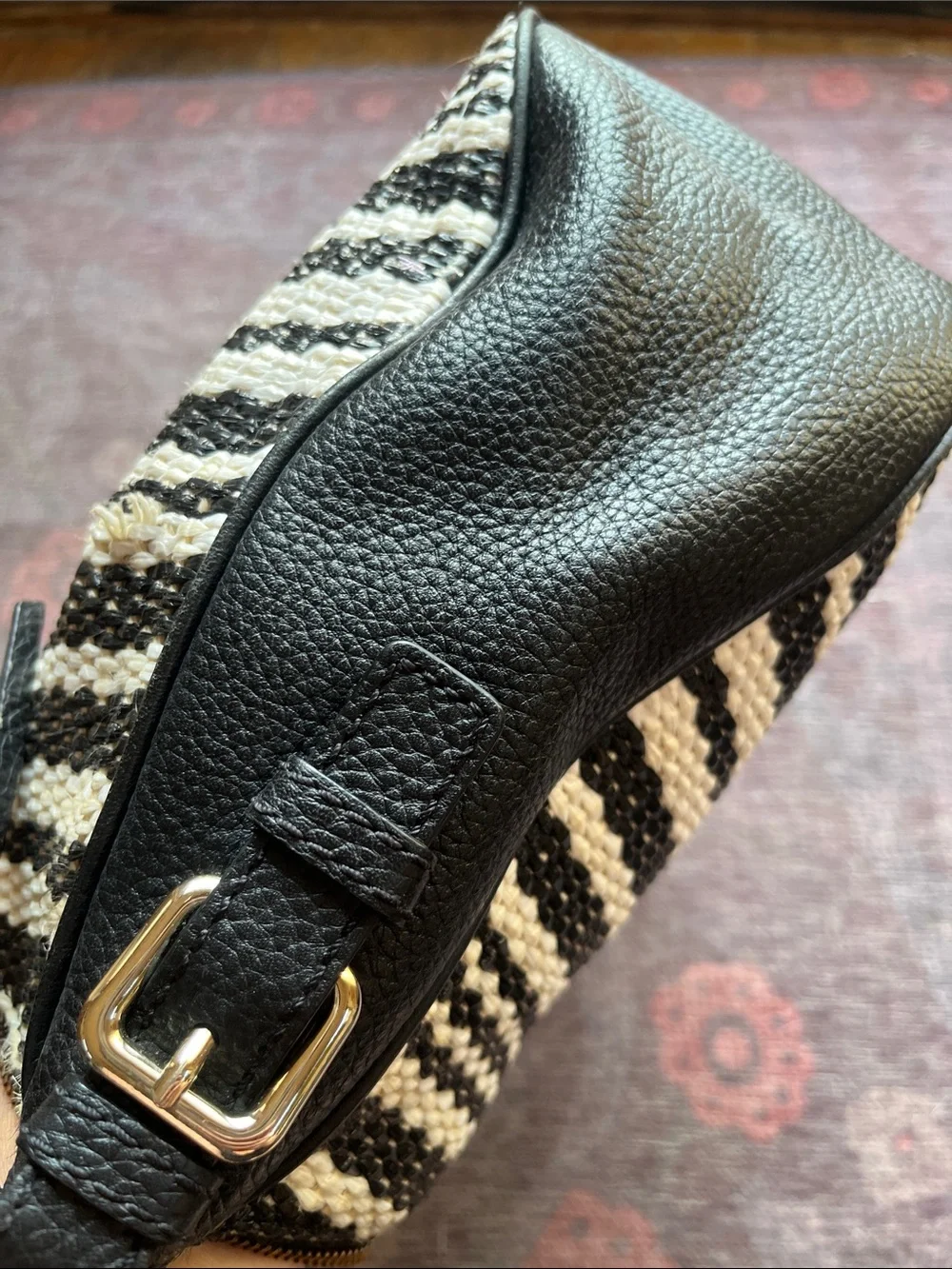 kate spade Black and White Woven Shoulder Bag